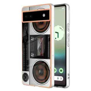 For Google Pixel 6a Electroplating Dual-side IMD Phone Case(Retro Radio)