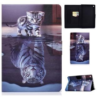 For Amazon Kindle Fire HD 8 (2016) / (2017) Voltage Painted Pattern Tablet PC Protective Leather Case with Bracket & Card Slot & Sleep / Wake-up & Anti-skid Strip(Cat and Tiger)
