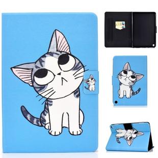 For Amazon Kindle Fire HD 8 (2020) Voltage Painted Pattern Tablet PC Protective Leather Case with Bracket & Card Slot & Sleep / Wake-up & Anti-skid Strip(Blue Cat)