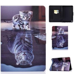 For Amazon Kindle Fire HD 8 (2020) Voltage Painted Pattern Tablet PC Protective Leather Case with Bracket & Card Slot & Sleep / Wake-up & Anti-skid Strip(Cat and Tiger)