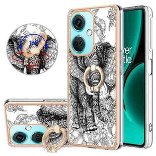 For OnePlus Nord CE 3 Lite / Nord N30 Electroplating Dual-side IMD Phone Case with Ring Holder(Totem Elephant)