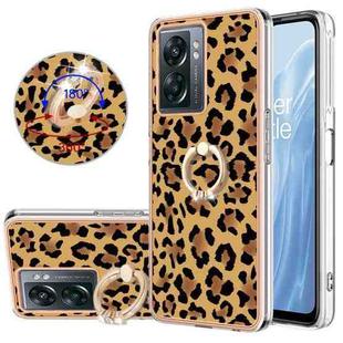For OnePlus Nord N300 Electroplating Dual-side IMD Phone Case with Ring Holder(Leopard Print)