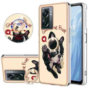 For OnePlus Nord N300 Electroplating Dual-side IMD Phone Case with Ring Holder(Lucky Dog)