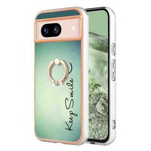 For Google Pixel 8a Electroplating Dual-side IMD Phone Case with Ring Holder(Smile)