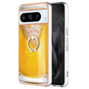 For Google Pixel 8 Pro Electroplating Dual-side IMD Phone Case with Ring Holder(Draft Beer)