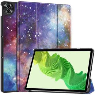 For Realme Pad 2 Custer Painted 3-Fold Holder Smart Leather Tablet Case(Milky Way)