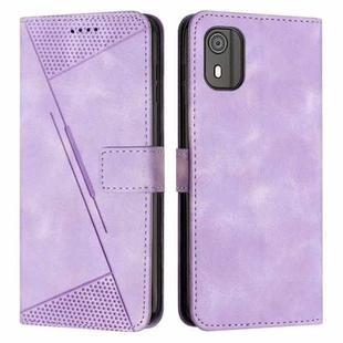For Nokia C02 Dream Triangle Leather Phone Case with Lanyard(Purple)