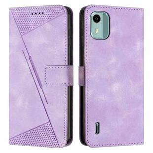 For Nokia C12 Dream Triangle Leather Phone Case with Lanyard(Purple)