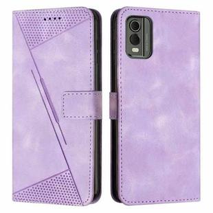 For Nokia C32 Dream Triangle Leather Phone Case with Lanyard(Purple)