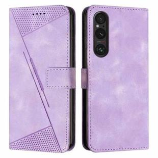 For Sony Xperia 1 V 2023 Dream Triangle Leather Phone Case with Lanyard(Purple)