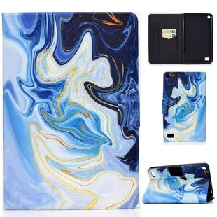 For Amazon Kindle Fire 7 (2015) / (2017) / (2019) Voltage Painted Pattern Tablet PC Protective Leather Case with Bracket & Card Slots & Anti-skid Strip(Blue Marble)