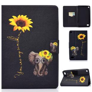 For Amazon Kindle Fire 7 (2015) / (2017) / (2019) Voltage Painted Pattern Tablet PC Protective Leather Case with Bracket & Card Slots & Anti-skid Strip(Chrysanthemum Elephant)