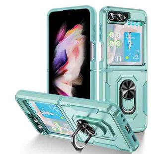 For Samsung Galaxy Z Flip5 5G Pioneer Armor PC + TPU Phone Case with Holder(Green)
