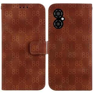 For Xiaomi Poco M4 5G Double 8-shaped Embossed Leather Phone Case(Brown)