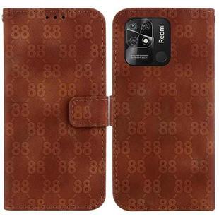 For Xiaomi Redmi 10C Double 8-shaped Embossed Leather Phone Case(Brown)