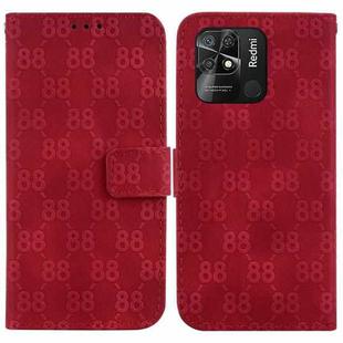 For Xiaomi Redmi 10C Double 8-shaped Embossed Leather Phone Case(Red)