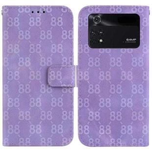 For Xiaomi Poco M4 Pro Double 8-shaped Embossed Leather Phone Case(Purple)