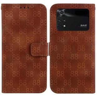 For Xiaomi Poco M4 Pro Double 8-shaped Embossed Leather Phone Case(Brown)