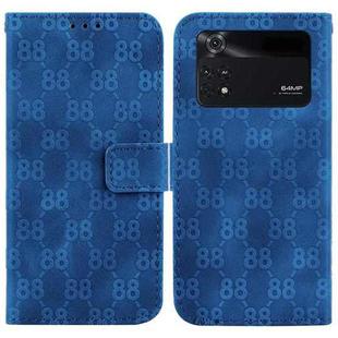 For Xiaomi Poco M4 Pro Double 8-shaped Embossed Leather Phone Case(Blue)