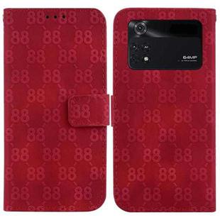 For Xiaomi Poco M4 Pro Double 8-shaped Embossed Leather Phone Case(Red)