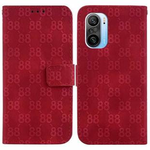 For Xiaomi Redmi K40/K40 Pro / Poco F3 Double 8-shaped Embossed Leather Phone Case(Red)