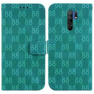 For Xiaomi Redmi 9/9 Prime / Poco M2 Double 8-shaped Embossed Leather Phone Case(Green)