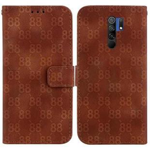 For Xiaomi Redmi 9/9 Prime / Poco M2 Double 8-shaped Embossed Leather Phone Case(Brown)
