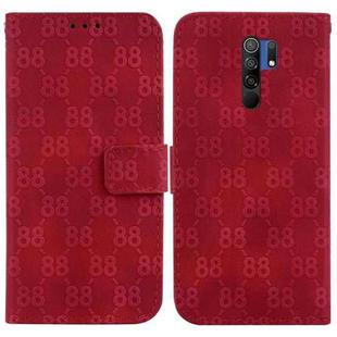 For Xiaomi Redmi 9/9 Prime / Poco M2 Double 8-shaped Embossed Leather Phone Case(Red)