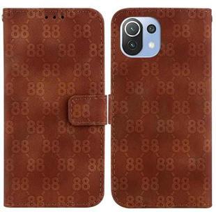 For Xiaomi Mi 11 Lite 4G/5G Double 8-shaped Embossed Leather Phone Case(Brown)