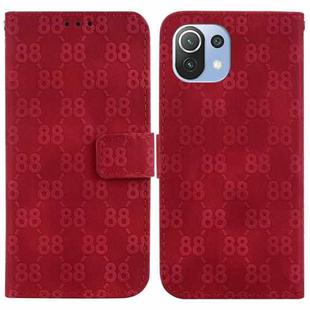 For Xiaomi Mi 11 Lite 4G/5G Double 8-shaped Embossed Leather Phone Case(Red)
