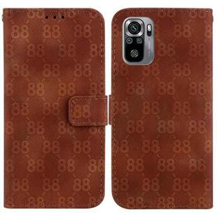 For Xiaomi Redmi Note 10 4G / Note 10S Double 8-shaped Embossed Leather Phone Case(Brown)