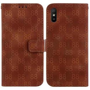 For Xiaomi Redmi 9A Double 8-shaped Embossed Leather Phone Case(Brown)