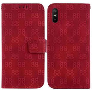 For Xiaomi Redmi 9A Double 8-shaped Embossed Leather Phone Case(Red)