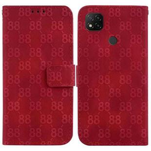 For Xiaomi Redmi 9C Double 8-shaped Embossed Leather Phone Case(Red)