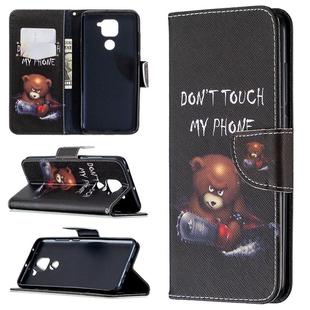 For Xiaomi Redmi Note 9 Colored Drawing Pattern Horizontal Flip Leather Case with Holder & Card Slots & Wallet(Bear)