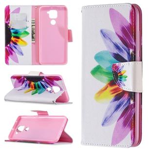 For Xiaomi Redmi Note 9 Colored Drawing Pattern Horizontal Flip Leather Case with Holder & Card Slots & Wallet(Sun Flower)
