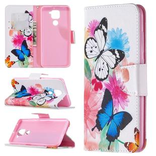 For Xiaomi Redmi Note 9 Colored Drawing Pattern Horizontal Flip Leather Case with Holder & Card Slots & Wallet(Butterfly)