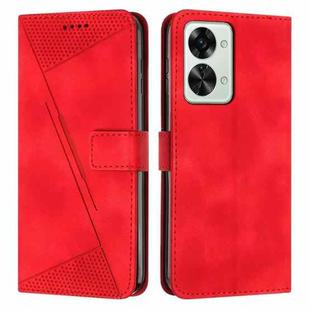 For OnePlus Nord 2T 5G Dream Triangle Leather Phone Case with Lanyard(Red)