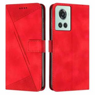 For OnePlus 10T / Ace 5G Dream Triangle Leather Phone Case with Lanyard(Red)