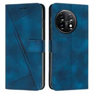 For OnePlus 11 Dream Triangle Leather Phone Case with Lanyard(Blue)