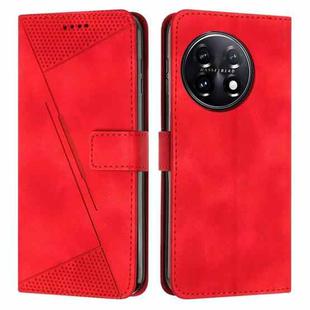 For OnePlus 11 Dream Triangle Leather Phone Case with Lanyard(Red)
