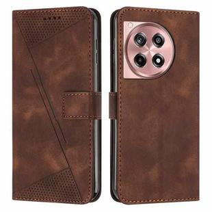 For OnePlus 12R / Ace 3 5G Dream Triangle Leather Phone Case with Lanyard(Brown)