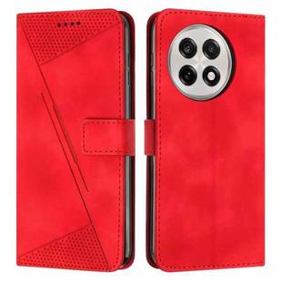 For OnePlus 13R Dream Triangle Leather Phone Case with Lanyard(Red)
