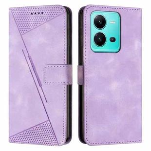For vivo V25 Dream Triangle Leather Phone Case with Lanyard(Purple)