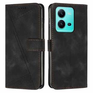 For vivo V25 Dream Triangle Leather Phone Case with Lanyard(Black)