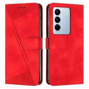 For vivo V27 / V27 Pro Dream Triangle Leather Phone Case with Lanyard(Red)
