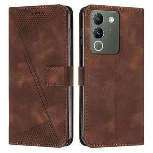 For vivo Y200 Dream Triangle Leather Phone Case with Lanyard(Brown)