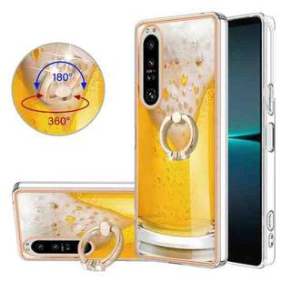 For Sony Xperia 1 IV Electroplating Dual-side IMD Phone Case with Ring Holder(Draft Beer)