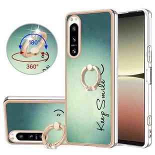 For Sony Xperia 5 IV Electroplating Dual-side IMD Phone Case with Ring Holder(Smile)