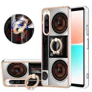 For Sony Xperia 10 IV Electroplating Dual-side IMD Phone Case with Ring Holder(Retro Radio)